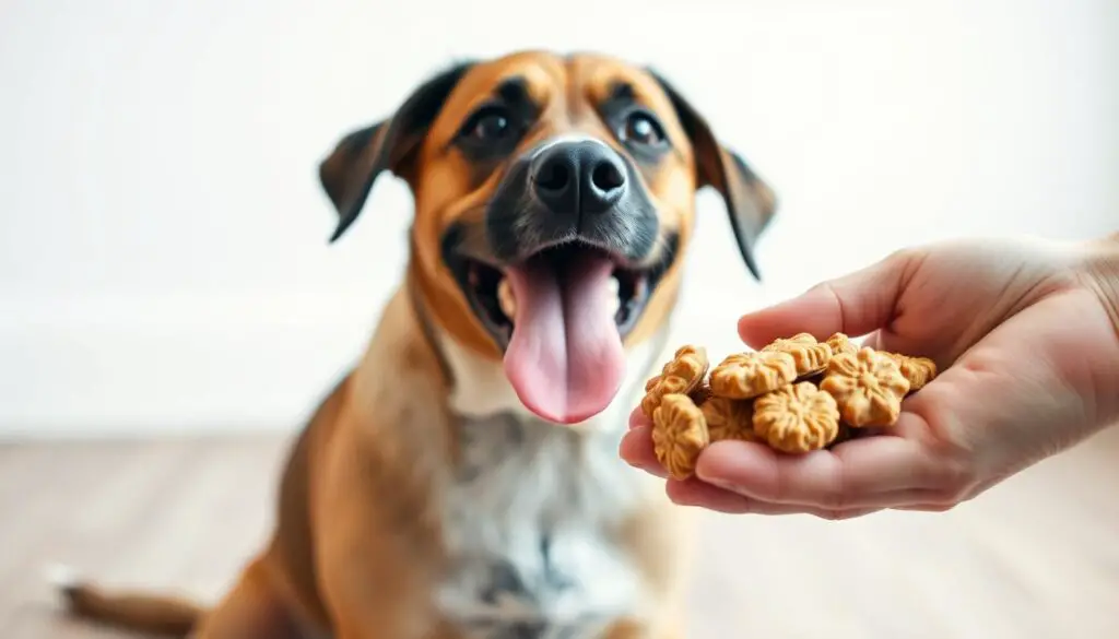 engaging dog with treats